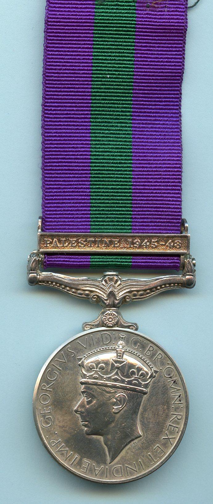 General Service Medal 1918-62 1 Clasp Palestine 1945-48 L/Cpl D F Potts, Royal Army Service Corps