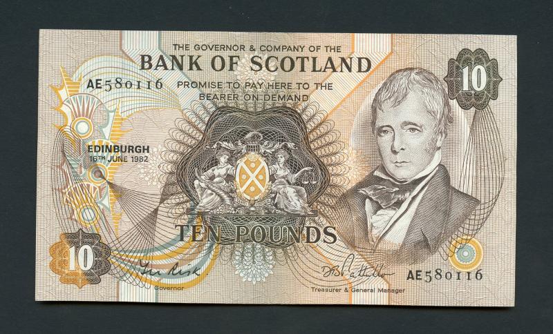 Bank of Scotland £10 Ten Pounds Note Dated 16th June 1982
