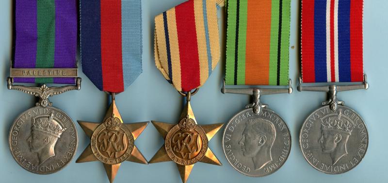 Palestine & WW2 Group of Medals To Pte C Wratten, The Buffs