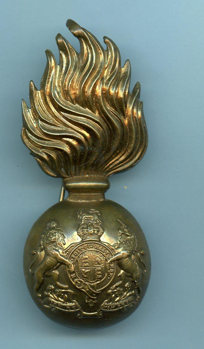 Royal Scots Fusiliers  Victorian Crown Brass  Bearskin Cap Badge