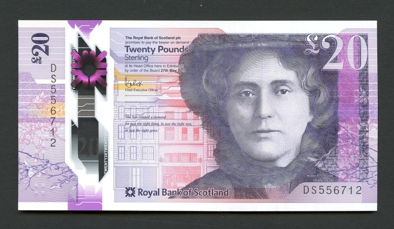 Royal Bank of Scotland  New Polymer Twenty £20 Note 27th May  2019