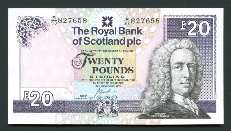 Royal Bank Of Scotland £20 Twenty Pound Note  Dated 20th December 2007