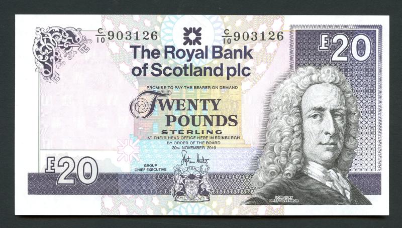 Royal Bank Of Scotland £20 Twenty Pound Note  Dated 30th November 2010
