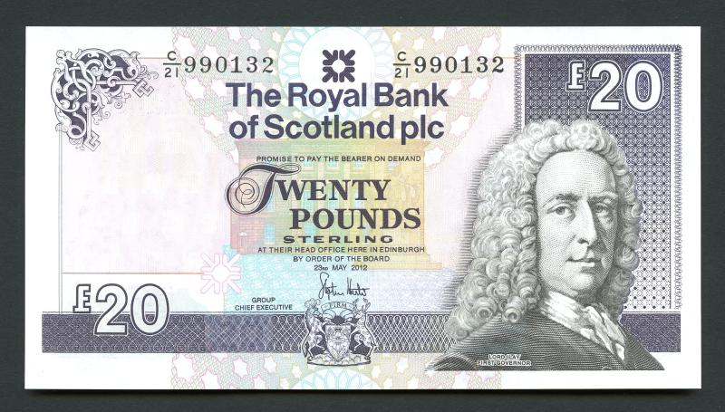 Royal Bank Of Scotland £20 Twenty Pound Note  Dated 23rd May 2012