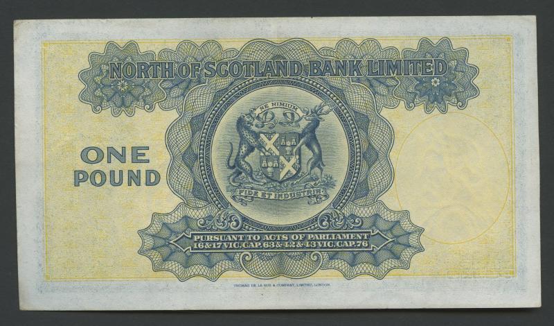 North of Scotland Bank £1 One Pound Note Dated 1st July 1939