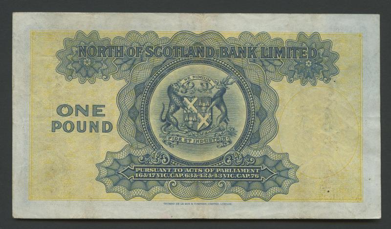 North of Scotland Bank £1 One Pound Note Dated 1st July 1938