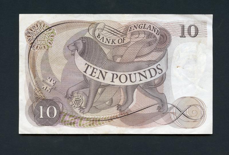 Bank of England  £10 Ten Pound Note  1964  Signatory J Q Hollom