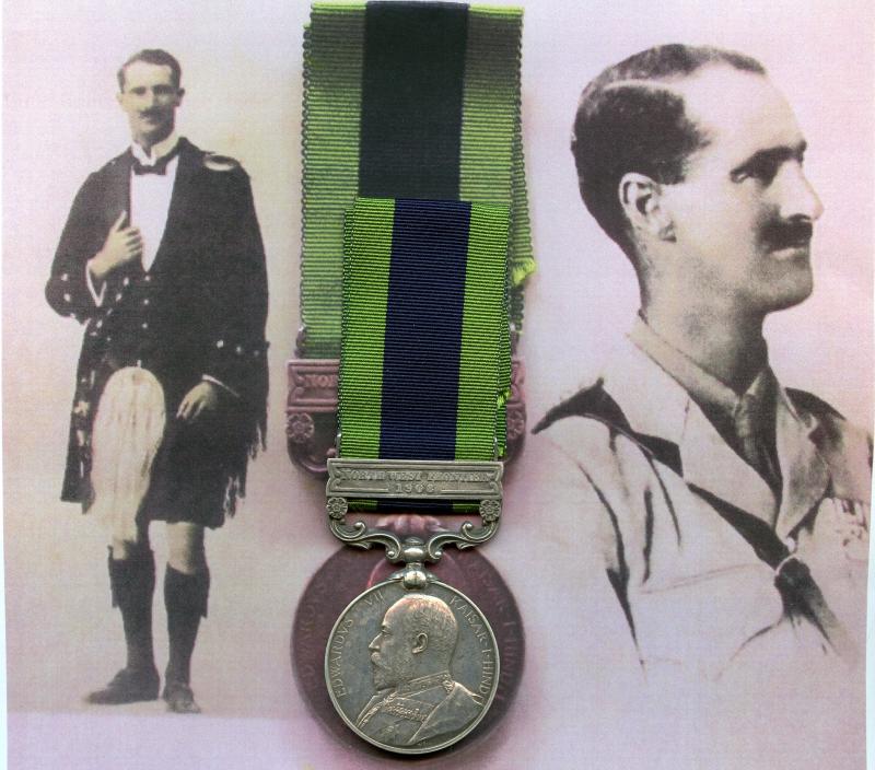 India General Service Medal  North West Frontier 1908   2nd Lieut F.C. Campbell. M.C. 1st Bn Seaforth. Highrs