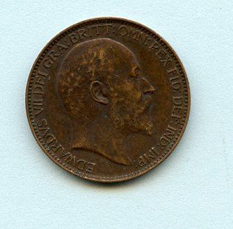 UK  Edward VII Farthing Coin Dated 1910