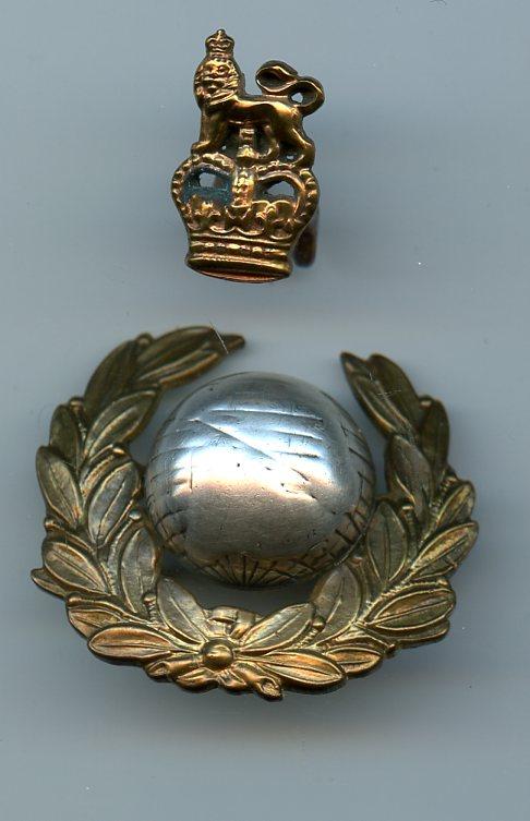 Royal Marines Officers Queen's Crown  2 piece silver & Gilt  Badge