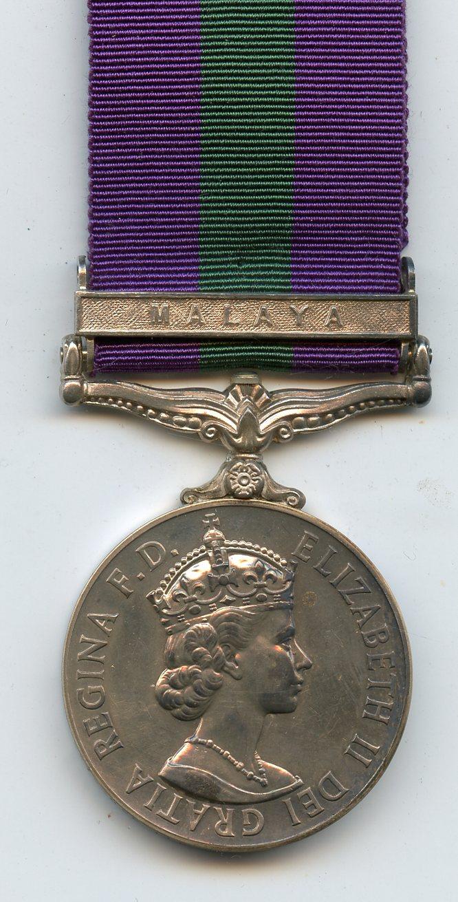 General Service Medal 1918-62 1 Clasp Malaya To Trooper R Johnson, 13/18th Hussars