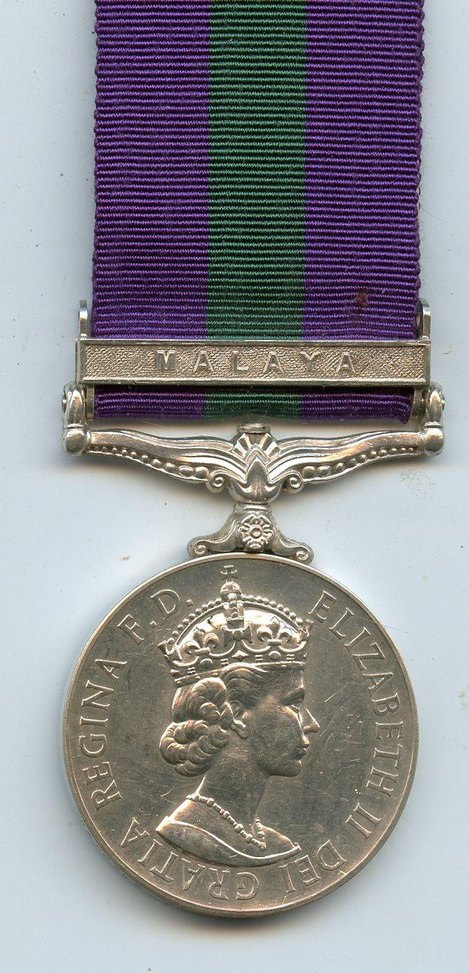 General Service Medal 1918-62 1 Clasp Malaya To Trooper T McFarlane,  13/18th Hussars