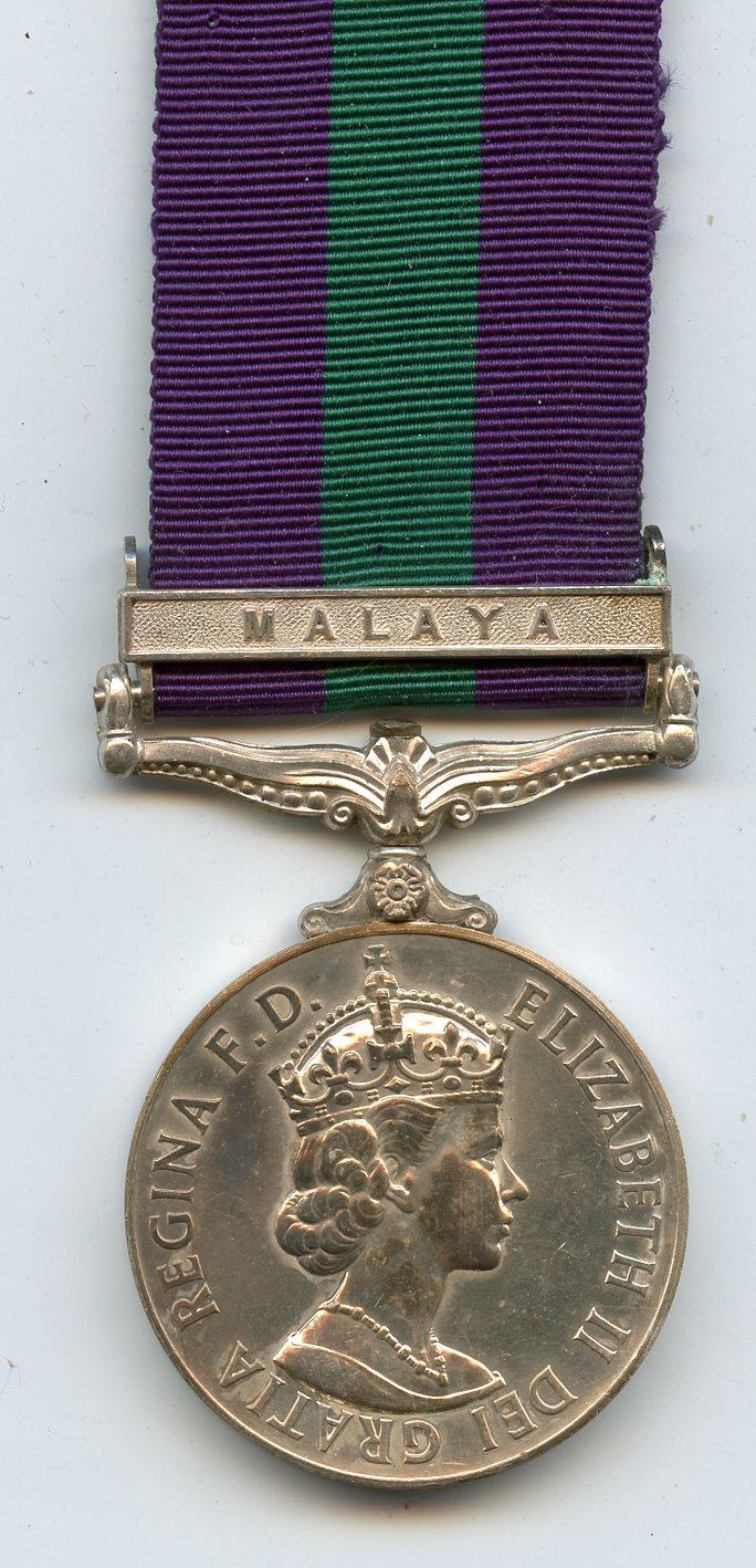 General Service Medal 1918-62 1 Clasp Malaya To Trooper R Bull, 13/18th Hussars