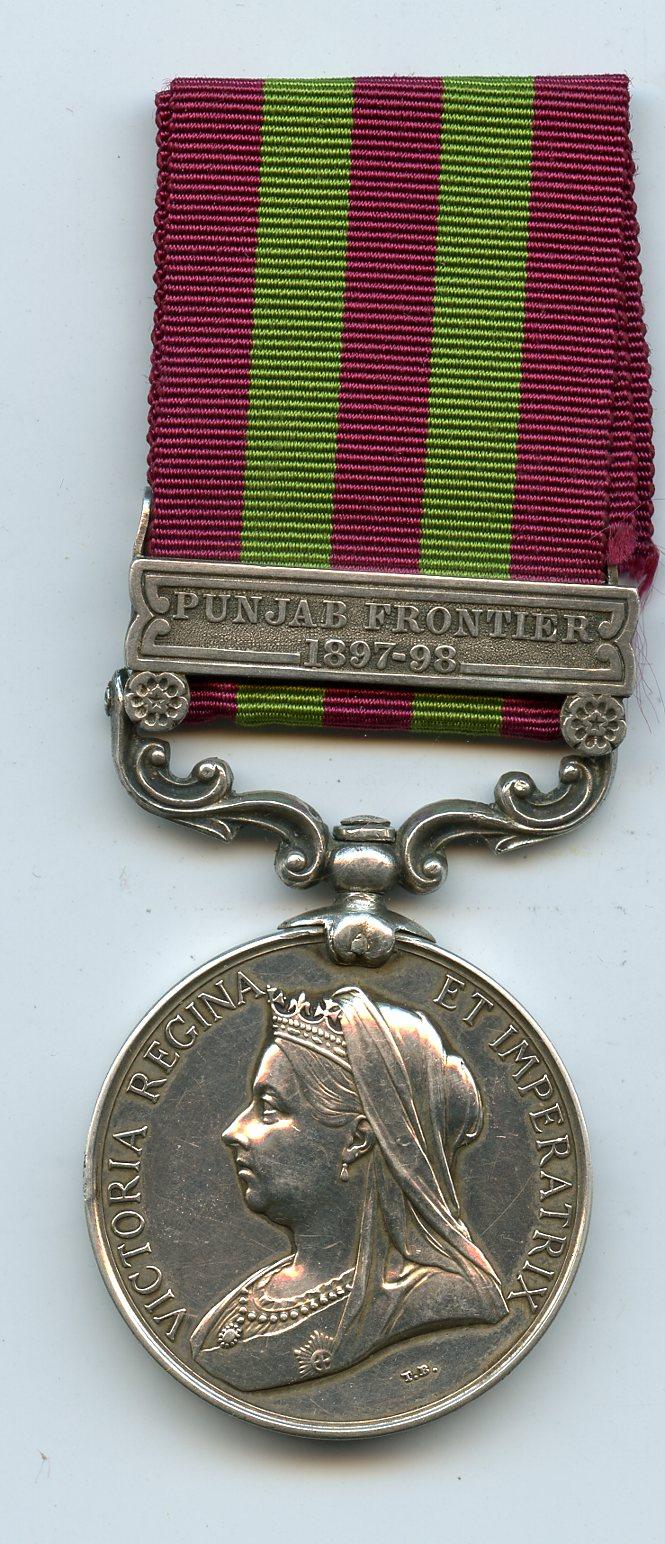 India General Service 1895-1902, 1 clasp, Punjab Frontier 1897-98 To  Pte J Greenan, Highland Light Infantry