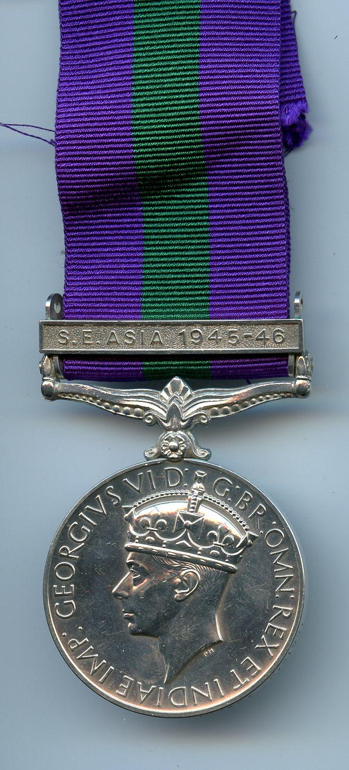 General Service Medal  1918-62  1 Clasp S.E.Asia 1945-46  Cpl E.A. Brammer, R. Signals