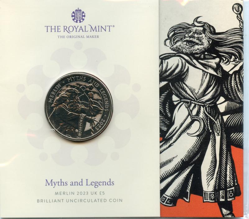 UK 2023 Myths and Legends  Merlin £5 Brilliant Uncirculated Coin