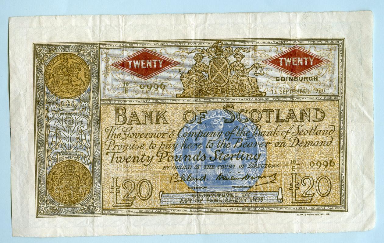Bank of Scotland £20 Twenty Pounds Note Dated 13th September 1960
