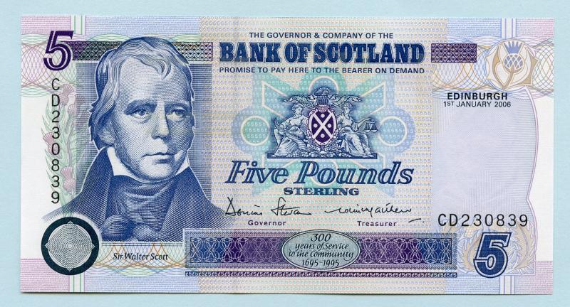 Bank of Scotland £5 Five Pound Note Dated 1st January 2006