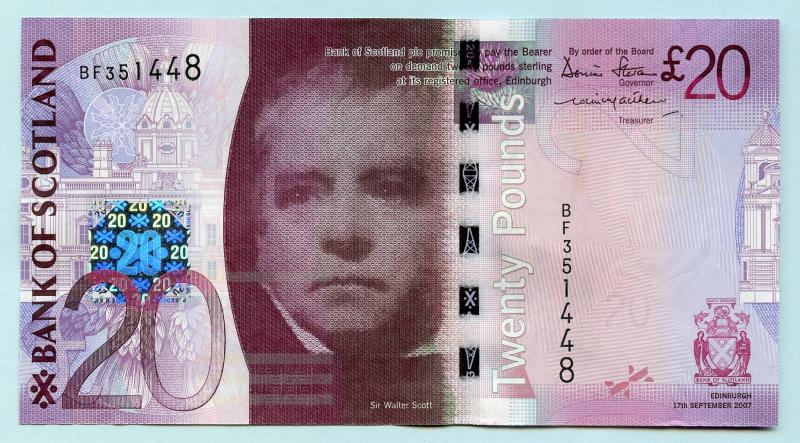 Bank of Scotland £20 Twenty Pounds Note Dated 17th September 2007