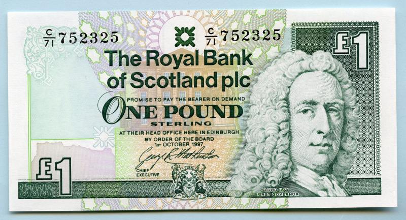Royal Bank of Scotland £1 One Pound Note  Dated 1st October 1997