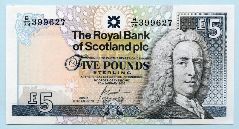 Royal Bank Of Scotland £5 Five Pounds Note  Dated 20th January 2005