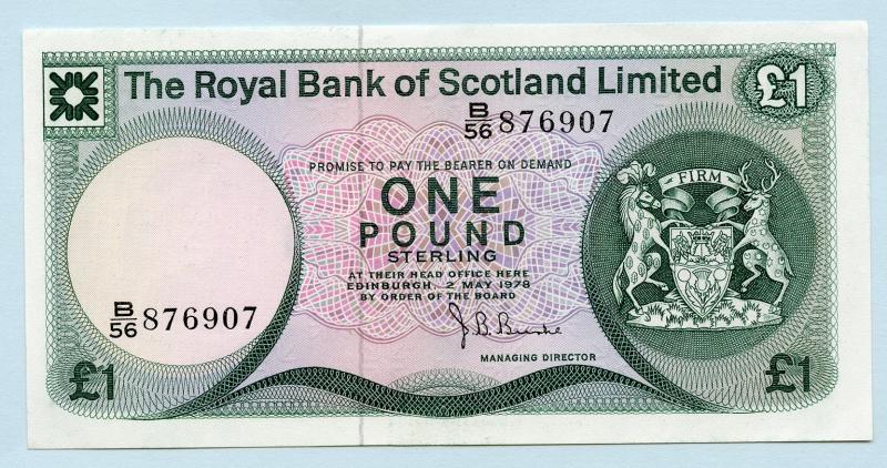 Royal Bank of Scotland  £1 One Pound Note  Dated 2nd May 1978