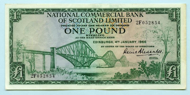 National Commercial Bank of Scotland  £1 One Pound Banknote Dated Edinburgh 4th January 1966