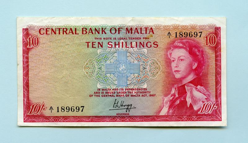 Malta 10 Shillings Banknote 1967