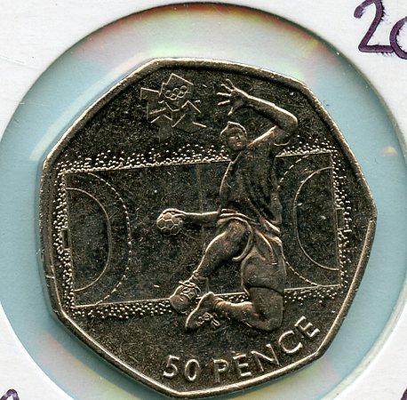 UK 2012 Olympics 13/29 Handball Decimal 50 Pence Coin