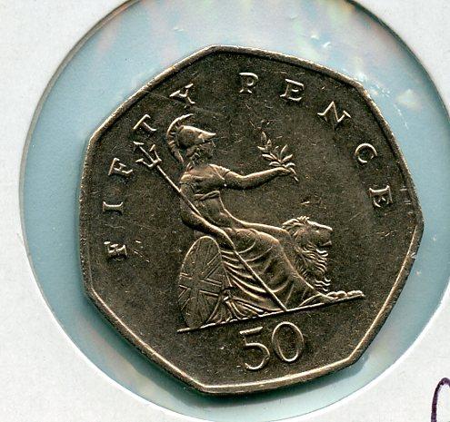 UK 1998 Britannia Obverse  Decimal 50 Pence Coin