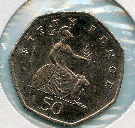 UK 2005 Britannia Obverse  Decimal 50 Pence Coin