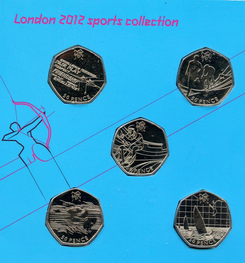 London 2012 Sports Collection  Uncirculated 50 Pence Coins