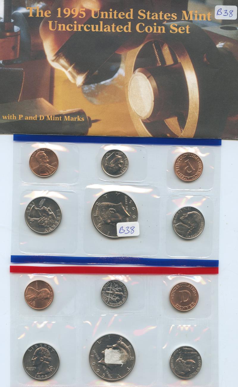 1995 USA United States of America 10 Coin Uncirculated Sealed  Coin Sets  D & P Mintmarks