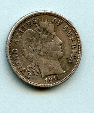 U.S.A Silver Dime Coin Dated 1911