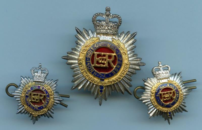 RCT Royal Corps of Transport  Officers Cap Badge & Collar Badges