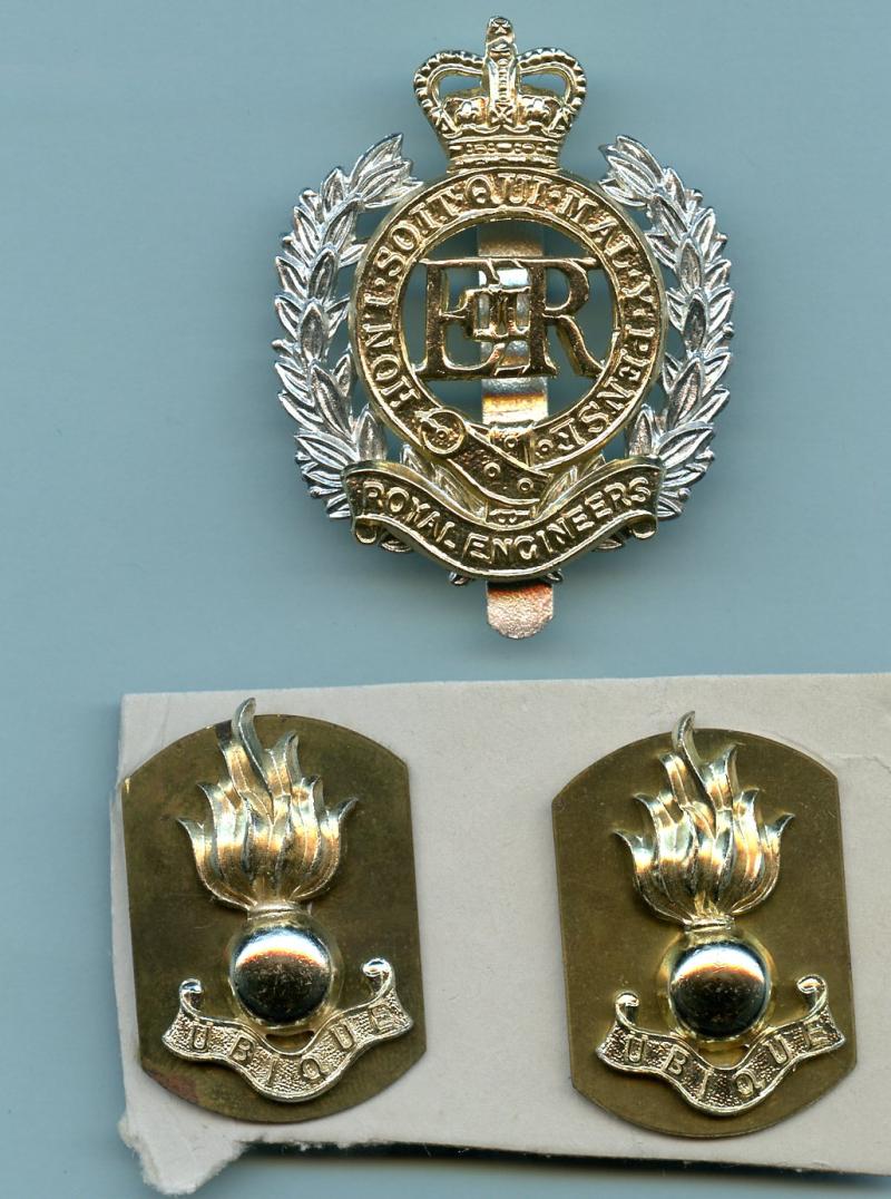 Royal Engineers Anodised A/A Cap Badge & Collar Badges