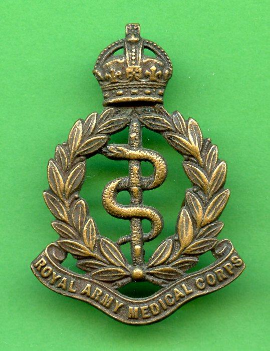 Royal Army Medical Corps RAMC Brass King's Crown Officers Service Dress Cap Badge