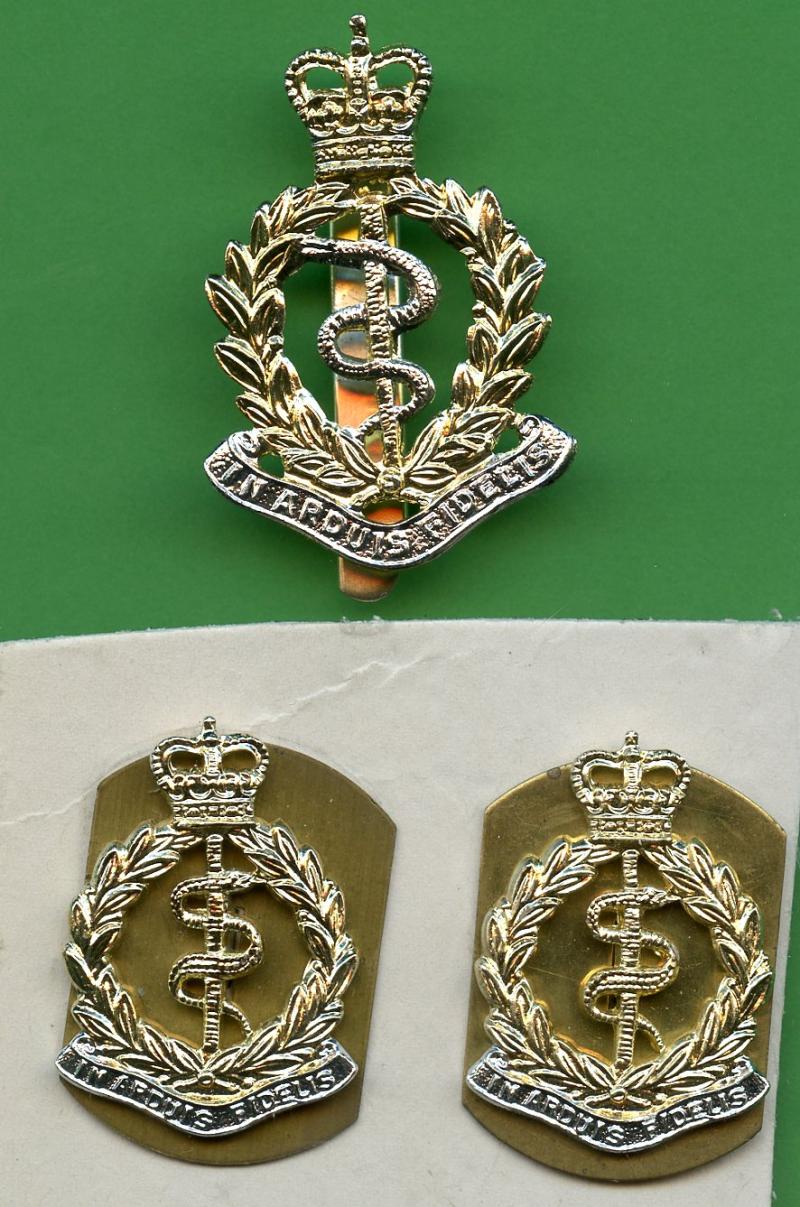 Royal Army Medical Corps RAMC  Cap Badge set with collars