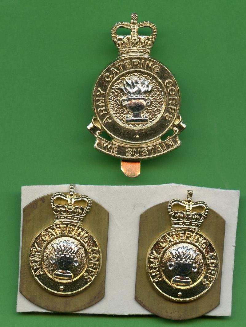 Army Catering Corps  Anodised Cap Badge & Pair of Collar Dogs