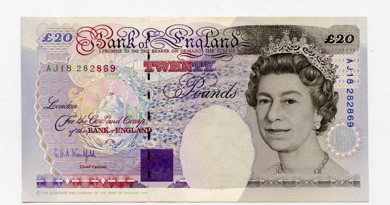 Bank of England £20 Twenty Pounds Notes   Signatory G. E. A. Kentfield November 1994