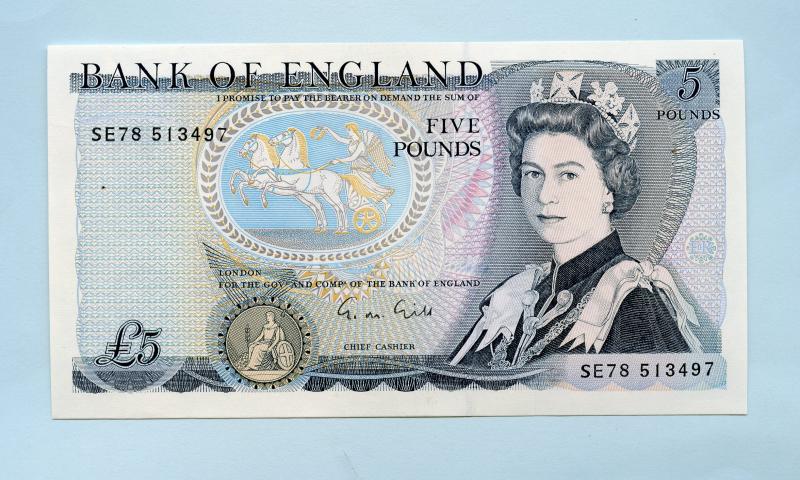 Bank of England £5 Five Pounds Notes   Signatory G.M.Gill March 1988 Serials SE78