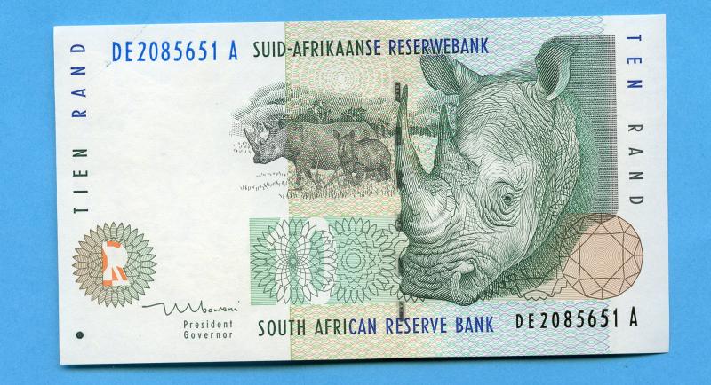 South African Reserve Bank Ten Rand Banknote 1993