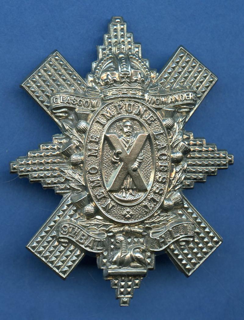 Glasgow Highlanders  9th Battalion Highland Light Infantry  HLI Cap Badge