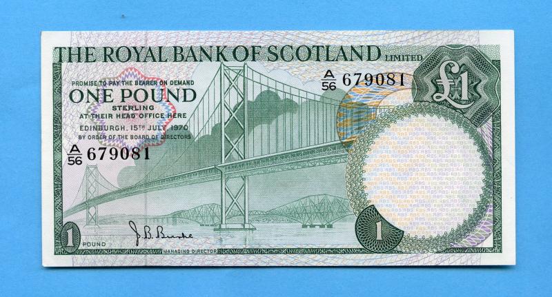 Royal Bank of Scotland £1 One Pound Note  Dated 15th July 1970