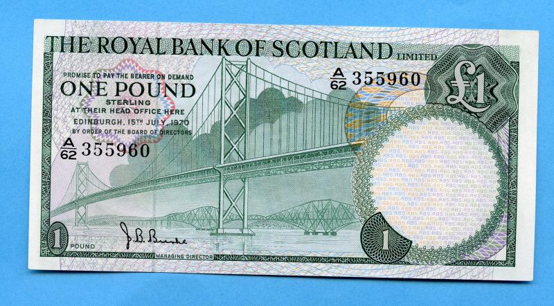 Royal Bank of Scotland £1 One Pound Note  Dated 15th July 1970