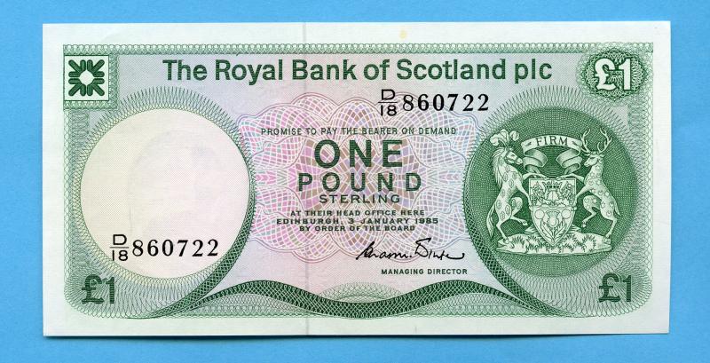 Royal Bank of Scotland  £1 One Pound Note  Dated 3rd January 1985