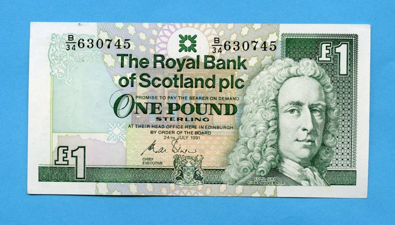 Royal Bank of Scotland  £1 One Pound Note  Dated 24th July 1991