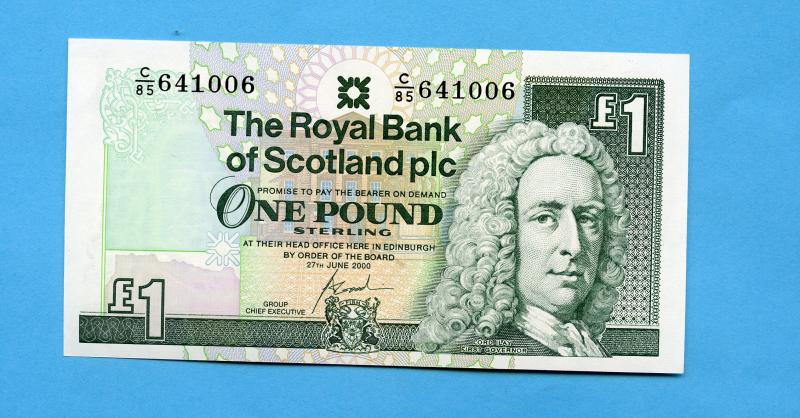 Royal Bank of Scotland £1 One Pound Note  Dated 27th June 2000