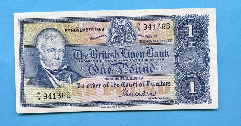 British Linen Bank £1 One Pound Banknote Dated 5th November 1969