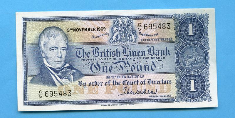 British Linen Bank £1 One Pound Banknote Dated 5th November 1969